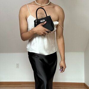 Oscar De La Renta Silk Like White Sleepwear Floral Tank Top Size Large